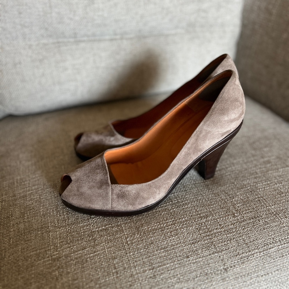 Coclico suede peep toe heel pumps size 40